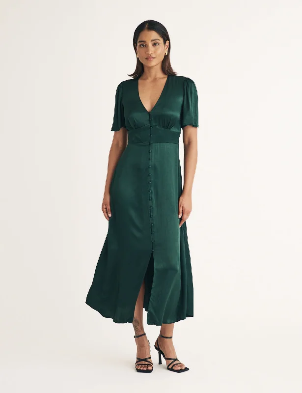 Midi dresses with ribbed textures for a unique and tactile appearanceDark Green Bridesmaid Erin Midi Dress Midi dresses with ribbed textures for a unique and tactile appearanceDark Green Bridesmaid Erin Midi Dress