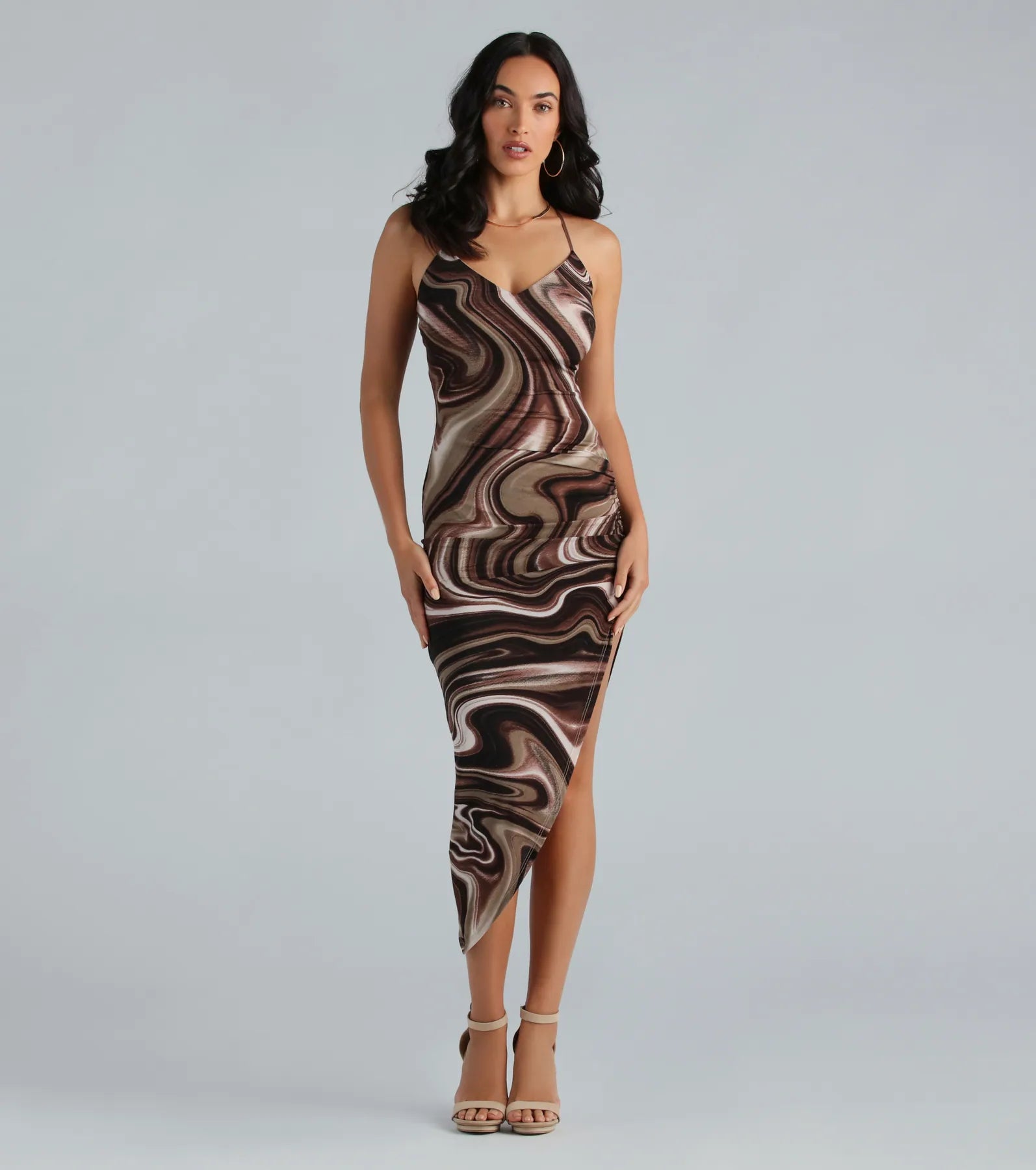 Maxi - inspired midi dresses with flowing fabrics for a beachy vibeDreaming In Marble Asymmetrical Midi Dress Maxi - inspired midi dresses with flowing fabrics for a beachy vibeDreaming In Marble Asymmetrical Midi Dress
