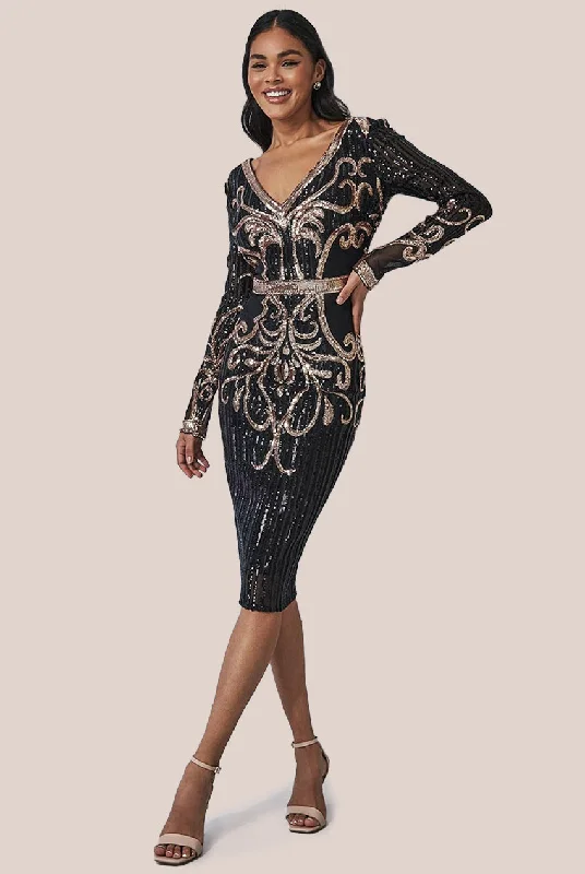Midi dresses with denim fabric for a casual yet stylish day outGoddiva Sequin & Mesh Embroidered Midi Dress - Black Midi dresses with denim fabric for a casual yet stylish day outGoddiva Sequin & Mesh Embroidered Midi Dress - Black