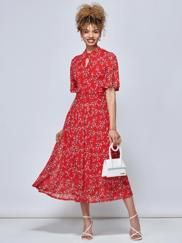 Sheath midi dresses with beaded embellishments for a formal occasionJolie Moi Carina Key Hole Mesh Midi Dress, Red Floral Sheath midi dresses with beaded embellishments for a formal occasionJolie Moi Carina Key Hole Mesh Midi Dress, Red Floral