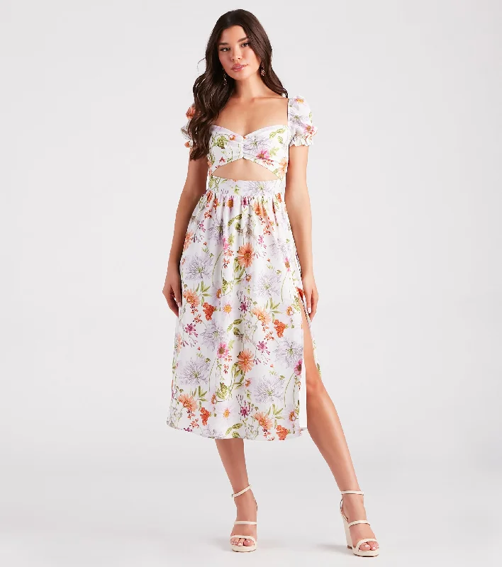 Room To Grow Floral Cutout Midi Dress