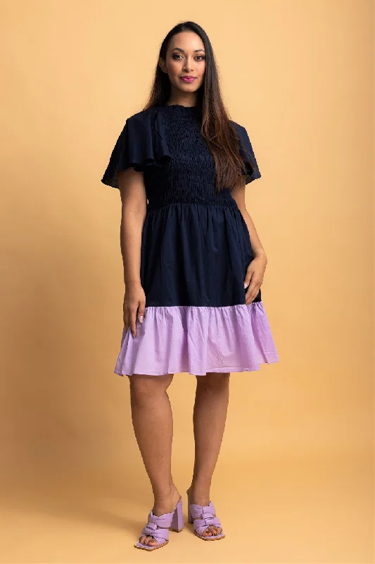 Mini dresses with pleated skirts for a classic lookEmelie Spilt Colour Dress Cotton