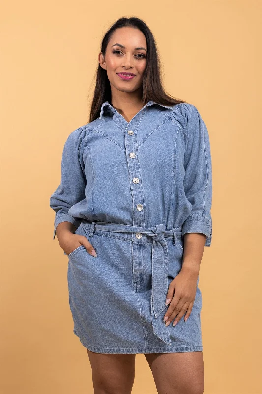 Plaid mini dresses for fall fashionGrayson Denim Shirt Dress Blue
