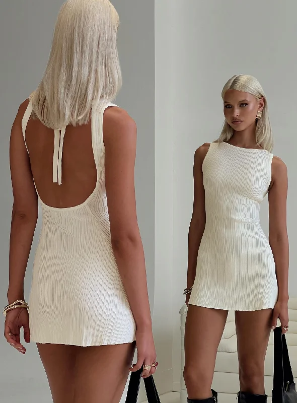 Denim mini dresses with distressed detailsMayok Mini Dress Cream