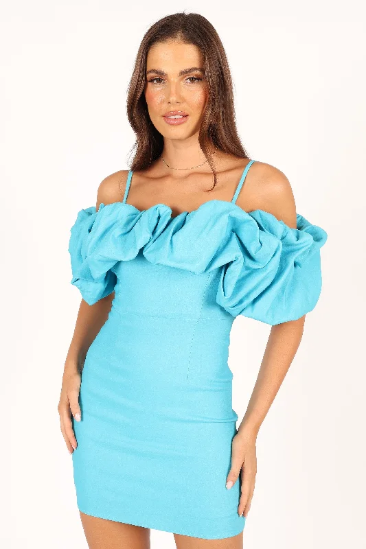 Mini dresses with side slits for a sexy appealSia Ruffle Mini Dress - Aqua