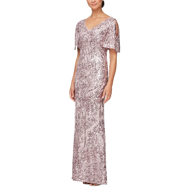 Velvet - trimmed wedding guest dresses in burgundy for a formal eventAlex Evenings 8196611 Long Formal Sequins Dress Velvet - trimmed wedding guest dresses in burgundy for a formal eventAlex Evenings 8196611 Long Formal Sequins Dress