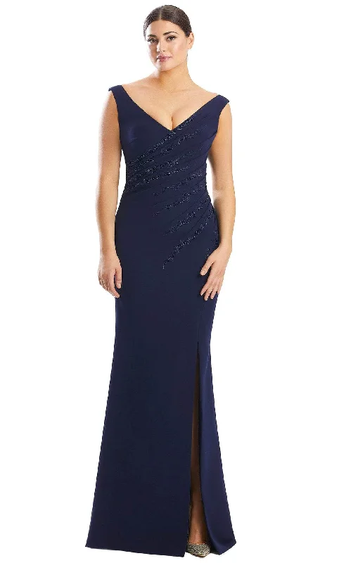 Wedding guest dresses with belted waists and knee - length skirtsAlexander by Daymor 1757S23 - V-Neck Formal Dress Wedding guest dresses with belted waists and knee - length skirtsAlexander by Daymor 1757S23 - V-Neck Formal Dress