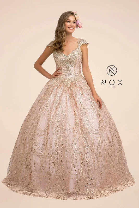 Bow - backed wedding guest dresses in silk for a luxurious feelLong Prom Dress Glitter Mesh Ball Gown