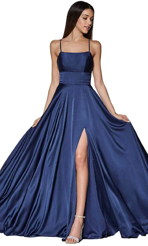 Bow - backed wedding guest dresses in silk for a luxurious feelCinderella Divine - CJ527 Long Crisscross Back Satin A-Line Dress Bow - backed wedding guest dresses in silk for a luxurious feelCinderella Divine - CJ527 Long Crisscross Back Satin A-Line Dress