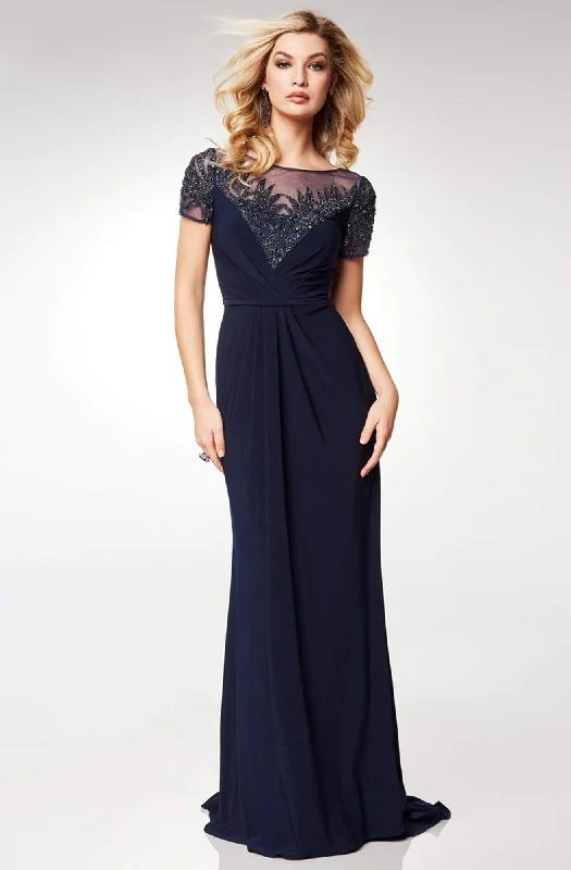 Wedding guest dresses with button - down fronts and A - line silhouettesClarisse - M6532 Illusion Neckline Gleaming Embellished Gown