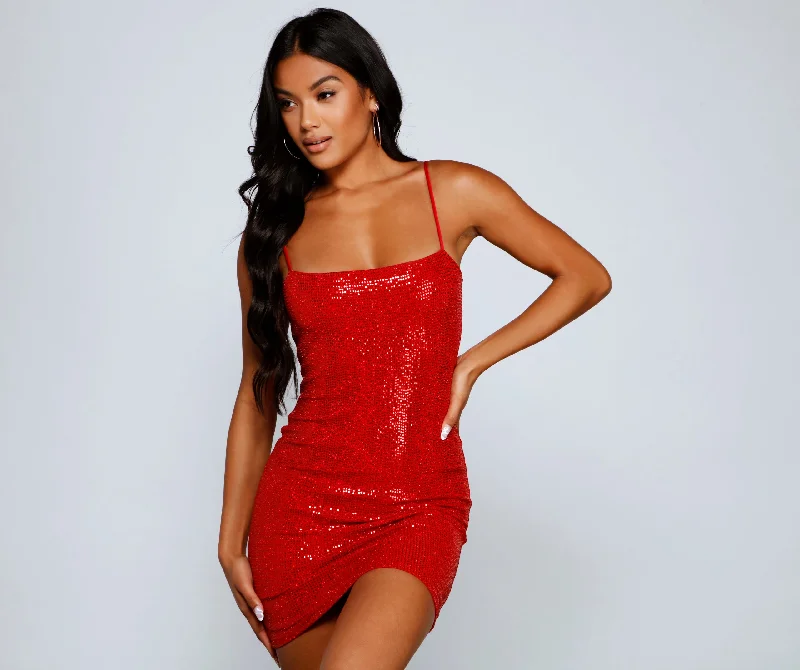 Backless bodycon dress for a bold statement​Daring Diva Sequin Mini Dress