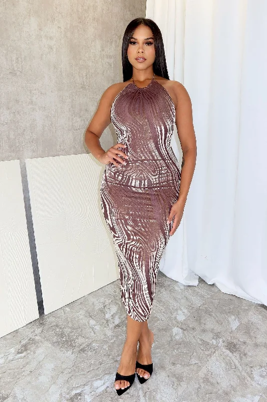 Cocktail dresses with a wrap - around style and a belted waistEspresso Velvet Burnout Mesh Halter Midi Dress Cocktail dresses with a wrap - around style and a belted waistEspresso Velvet Burnout Mesh Halter Midi Dress