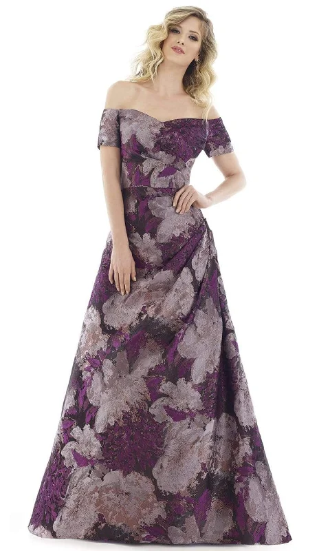 Sheer wedding guest dresses with lace inserts and long sleevesFeriani Couture - 20116 Off Shoulder Draped Pleated A-Line Gown