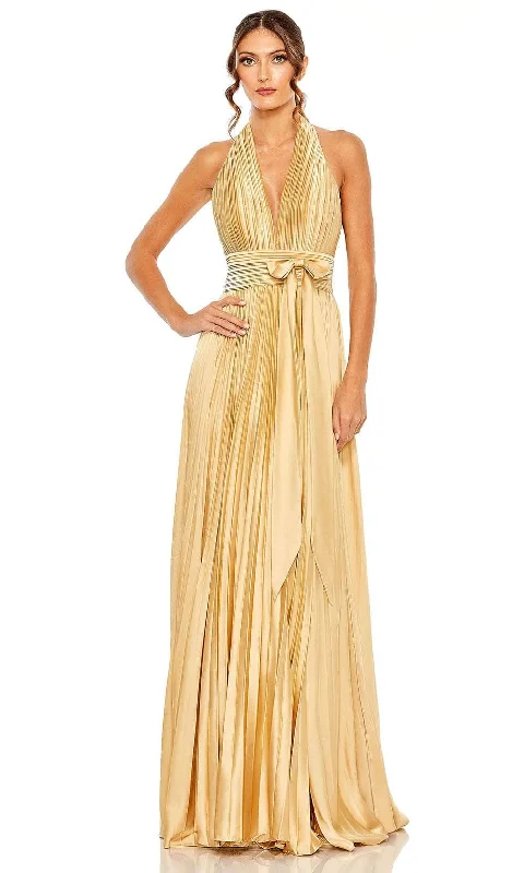 Animal - print wedding guest dresses in subtle colors for a bold statementIeena Duggal 11636 - Pleated Halter Evening Gown Animal - print wedding guest dresses in subtle colors for a bold statementIeena Duggal 11636 - Pleated Halter Evening Gown
