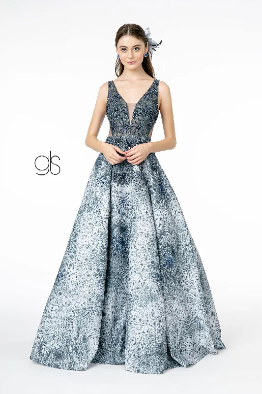 Wedding guest dresses with tiered skirts for a feminine lookMesh Layered Glitter Long Prom Dress