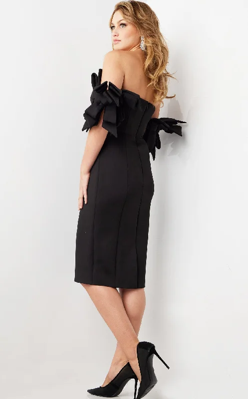Mini cocktail dresses with a pleated bodice and a spaghetti - strap backJovani 36998 Dress