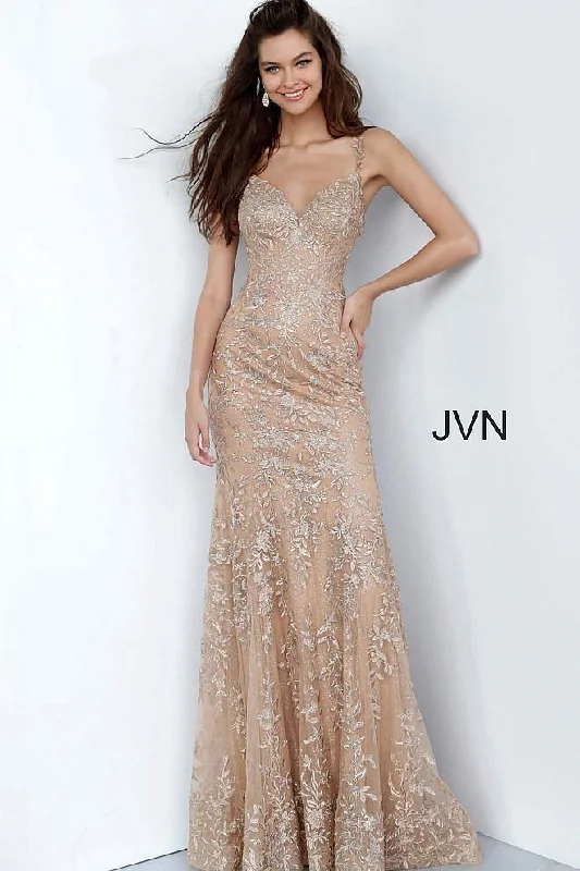 Ribbed - texture wedding guest dresses in neutral colorsJovani 00908 Long Prom Dress Formal