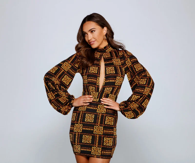 Bodycon dress for a homecoming dance​Key To Style Geometric Mini Dress