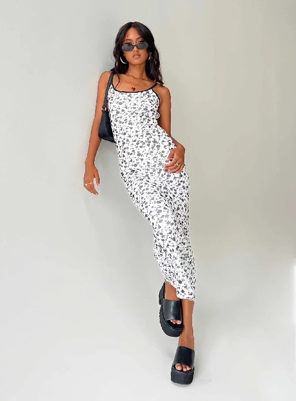 Bodycon dress in a neon color for a vibrant appearanceKnox Maxi Dress White / Black Floral Bodycon dress in a neon color for a vibrant appearanceKnox Maxi Dress White / Black Floral