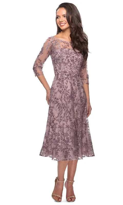Maxi wedding guest dresses with floral prints for summer weddingsLa Femme - 27971 Floral Embroidered Illusion Bateau Dress Maxi wedding guest dresses with floral prints for summer weddingsLa Femme - 27971 Floral Embroidered Illusion Bateau Dress