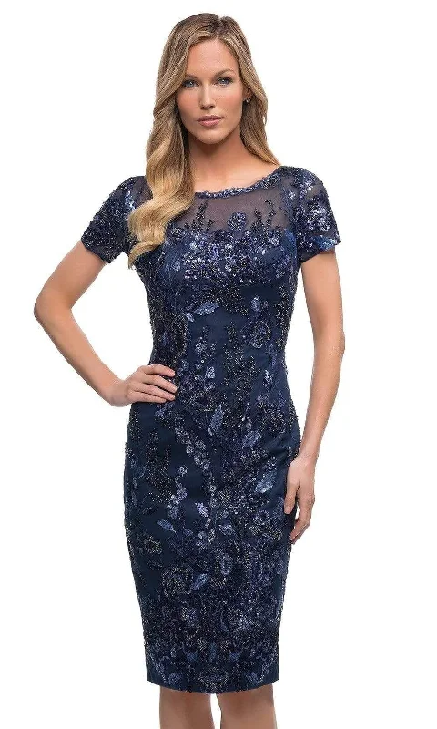 Wedding guest dresses with tiered skirts for a feminine lookLa Femme - 29959 Short Sleeve Simple Pretty Midi Dress Wedding guest dresses with tiered skirts for a feminine lookLa Femme - 29959 Short Sleeve Simple Pretty Midi Dress