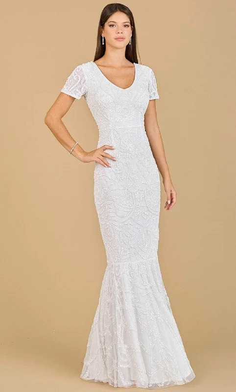 Wedding guest dresses with pom - pom trims for a playful lookLara Dresses 51143 - Beaded Mermaid Bridal Dress