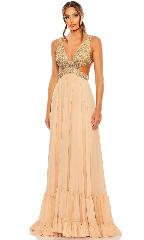 Wedding guest dresses with high - low hems and floral appliquesMac Duggal 68465 - Rhinestone Embellished Cut Out Gown Wedding guest dresses with high - low hems and floral appliquesMac Duggal 68465 - Rhinestone Embellished Cut Out Gown