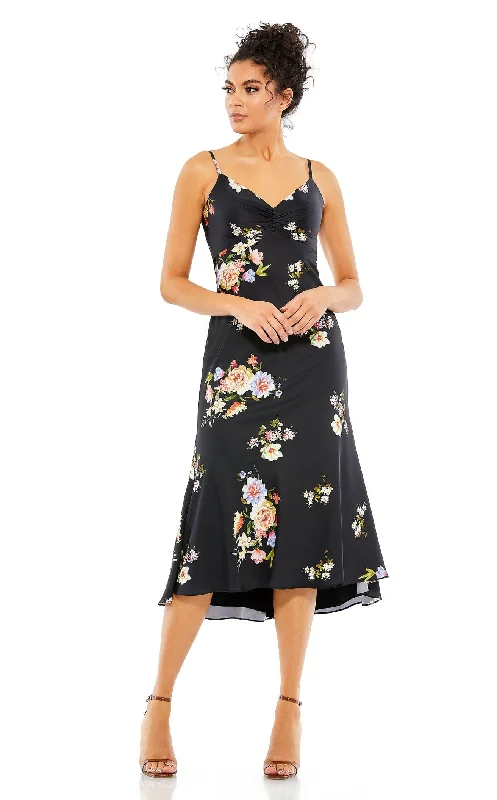 A - line cocktail dresses with floral embroidery for spring partiesMac Duggal 70182 Dress