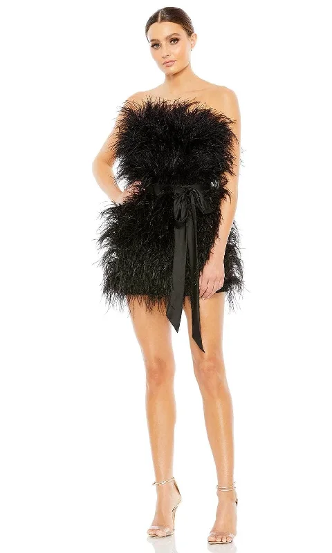 Ruffled cocktail dresses with a knee - length hem for a feminine appealMac Duggal A11436 - Strapless Feather Dress
