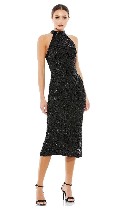 Cocktail dresses with a metallic - embroidered pattern and a midi - hemMac Duggal Cocktail 70110D - Beaded Dress Cocktail dresses with a metallic - embroidered pattern and a midi - hemMac Duggal Cocktail 70110D - Beaded Dress