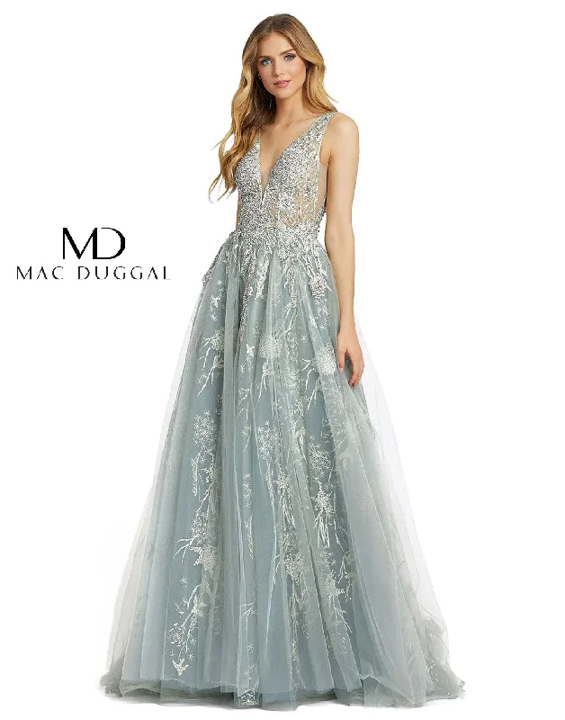 Wedding guest dresses with cold - shoulder designs and solid colorsMac Duggal 20220 Prom Long Sleeveless Evening Gown