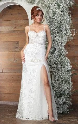 Wedding guest dresses with fringe accents for a bohemian - inspired weddingMay Queen RQ8018 - Embellished Sweetheart Bridal Gown
