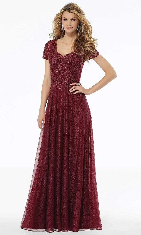 Cotton wedding guest dresses with smocked details for a casual weddingMGNY By Mori Lee - 72116 Bead Embroidered Deep V-neck A-line Dress Cotton wedding guest dresses with smocked details for a casual weddingMGNY By Mori Lee - 72116 Bead Embroidered Deep V-neck A-line Dress