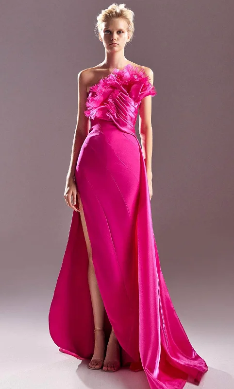 Polka - dot - printed wedding guest dresses with short sleevesMNM Couture G1500 - Strapless Fringed Evening Gown Polka - dot - printed wedding guest dresses with short sleevesMNM Couture G1500 - Strapless Fringed Evening Gown