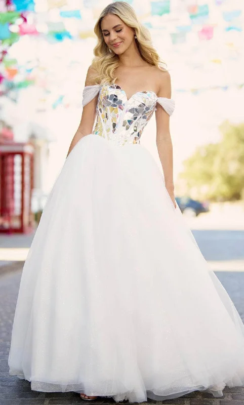 Wedding guest dresses with cut - out details and midi lengthsSherri Hill 55714 - Disc Mosaic Organza Ball Gown Wedding guest dresses with cut - out details and midi lengthsSherri Hill 55714 - Disc Mosaic Organza Ball Gown