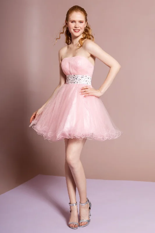 Bodycon dress with a cold - shoulder design​Homecoming Short Strapless Prom Dress