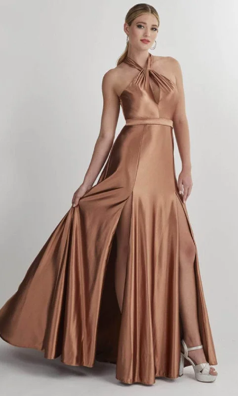 Metallic wedding guest dresses for a glamorous weddingStudio 17 Prom 12902 - Halter A-line Prom Gown