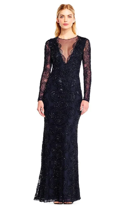 Formal dresses with fringe - trimmed sleeves and wrap - around styles for a bohemian - inspired formal eventAidan Mattox - MD1E201413 Long Sleeve Illusion Plunge Cutout Gown Formal dresses with fringe - trimmed sleeves and wrap - around styles for a bohemian - inspired formal eventAidan Mattox - MD1E201413 Long Sleeve Illusion Plunge Cutout Gown