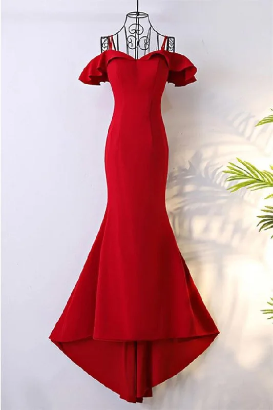 Plus - size party dresses with a flattering cut for all body typesOff Shoulder Classy Long Red Mermaid Prom Dress With Train PG596 Plus - size party dresses with a flattering cut for all body typesOff Shoulder Classy Long Red Mermaid Prom Dress With Train PG596