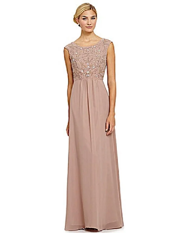 Prom dresses with cold - shoulder ruffled sleeves and floral prints for a romantic and fashionable styleDecode 1.8 - 182573 Capsleeve Embellished Empire Long Dress