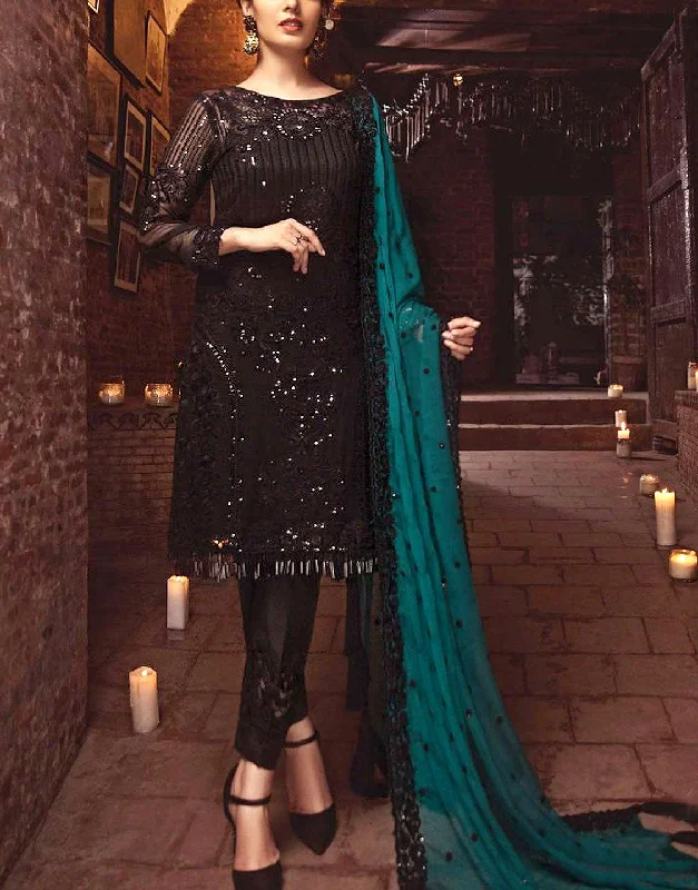 Party dresses with a bow detail for a cute and charming touch​Elegant Sequins Embroidered Black Chiffon Dress (DZ12591)