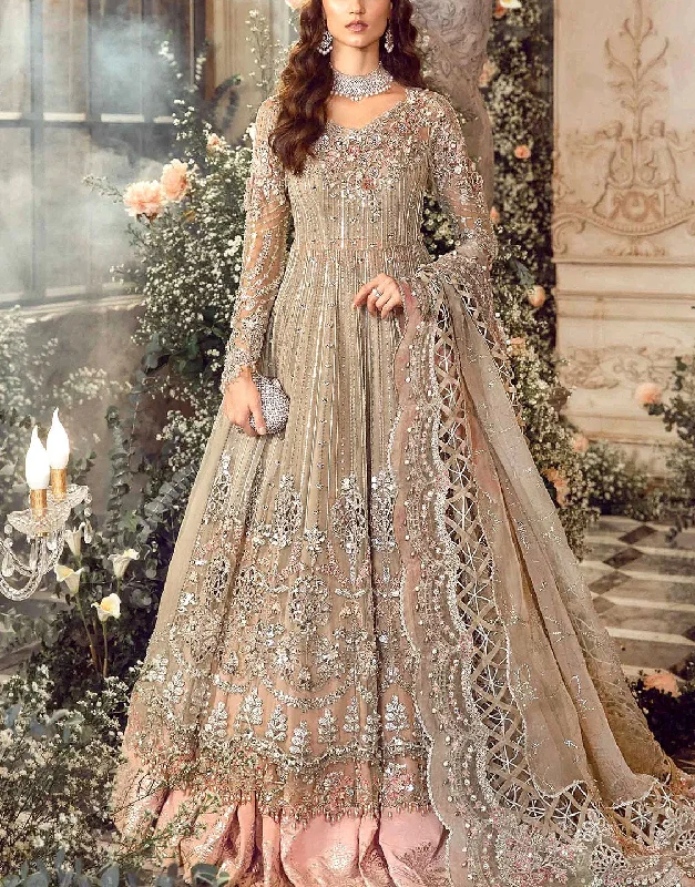 Party dresses with a tiered skirt for a fun and voluminous style​Luxurios 3D Handwork Heavy Embroidered Organza Bridal Maxi Dress 2024 (DZ16892)