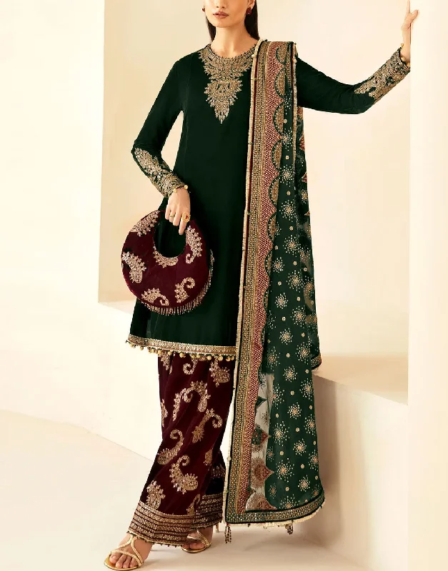 Empire - waist party dresses to accentuate the waistlineFormal Embroidered Velvet Party Wear Dress with Emb. Silk Trouser (DZ17664) Empire - waist party dresses to accentuate the waistlineFormal Embroidered Velvet Party Wear Dress with Emb. Silk Trouser (DZ17664)