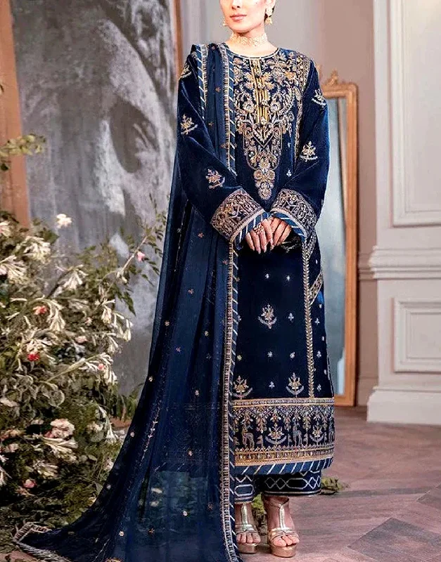 Party dresses with a fringed detail for a fun and dynamic style​Embroidered Navy Blue Velvet Wedding Dress 2024 (DZ15576)