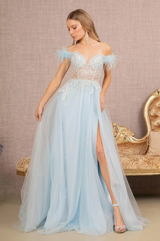 Tulle party dresses with a fairy - tale charm for formal occasions​Prom Long Off Shoulder Gown