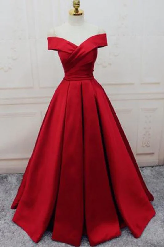 Tea - length party dresses for a sophisticated and versatile optionSimple Red Off Shoulder A line Long Evening Prom Dresses PG585 Tea - length party dresses for a sophisticated and versatile optionSimple Red Off Shoulder A line Long Evening Prom Dresses PG585