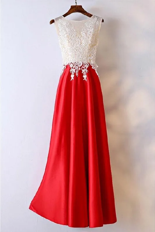 Empire - waist party dresses to accentuate the waistlineWhite And Red Lace Long Formal/Prom Dress For Women PG595 Empire - waist party dresses to accentuate the waistlineWhite And Red Lace Long Formal/Prom Dress For Women PG595