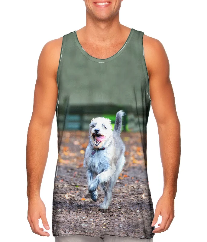 Mock Neck Women's Performance Tank Tops for CyclingExcited Puppy Race