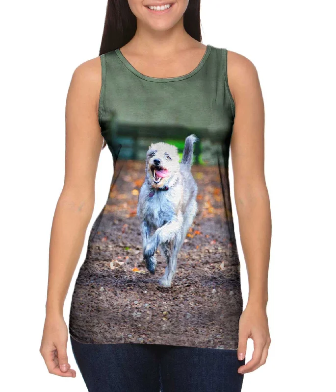Plus Size Women's Embroidered Tank Tops in Boho StylesExcited Puppy Race