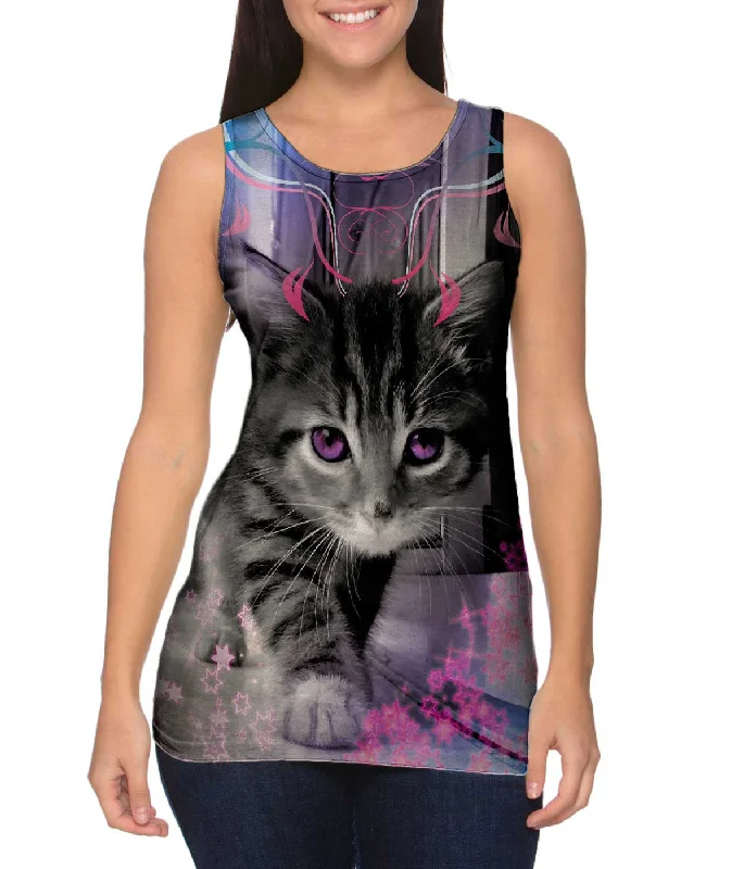 High - Neck Women's Silk Blend Tank Tops for a Luxurious FeelFab Kitten